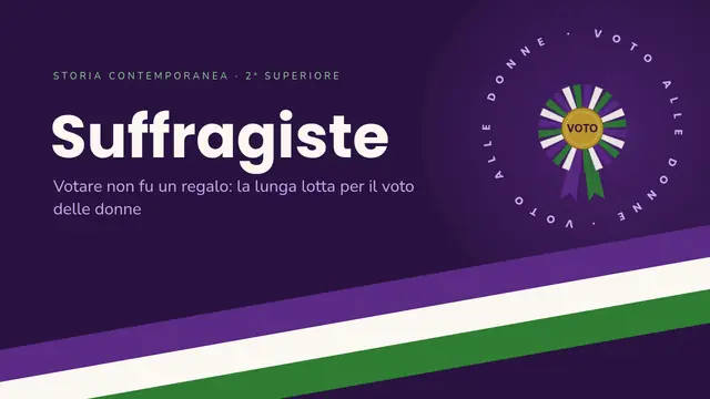 Copertina della presentazione «Le suffragiste: il voto alle donne»