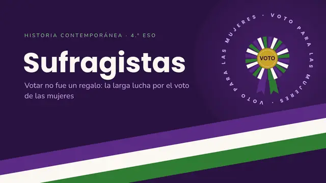 Portada de la presentación «Sufragistas: el voto de la mujer»