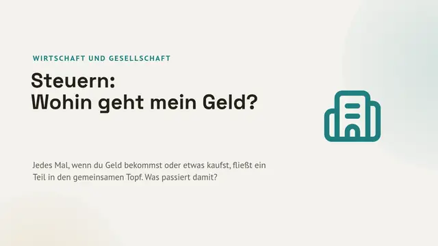 Titelfolie der Präsentation „Steuern: wozu sie dienen“