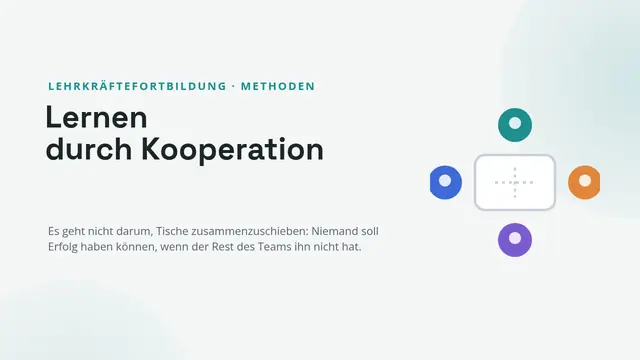 Titelfolie der Präsentation „Lehrkräftefortbildung: kooperatives Lernen“