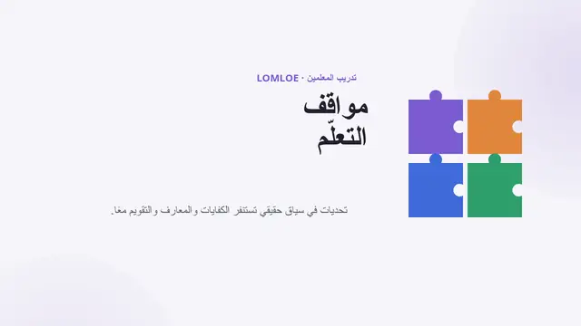 غلاف العرض التقديمي «تدريب المعلمين: مواقف التعلم»