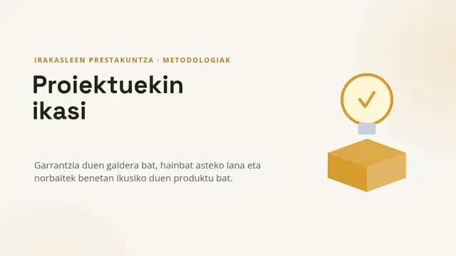 «Irakasleen prestakuntza: proiektuetan oinarritutako ikaskuntza» aurkezpenaren azala