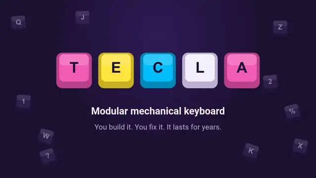Cover of the presentation “Tecla: modular mechanical keyboard”