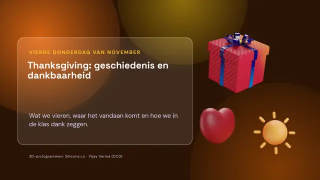 Titeldia van de presentatie ‘Thanksgiving: geschiedenis en dankbaarheid’