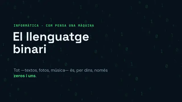 Portada de la presentació «El llenguatge binari»