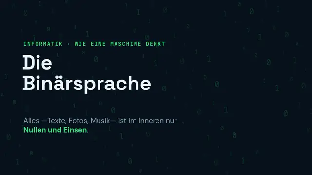 Titelfolie der Präsentation „Die Binärsprache“