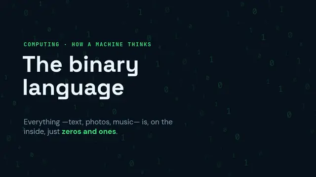 Cover of the presentation “The binary language”