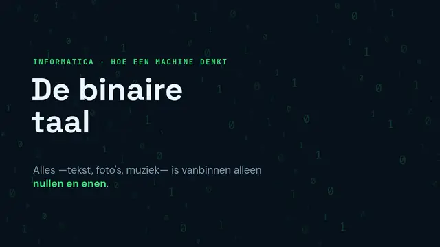 Titeldia van de presentatie ‘De binaire taal’