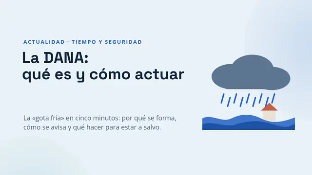 Portada de la presentación «La DANA: qué es y cómo actuar»
