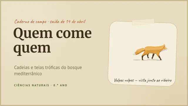 Capa da apresentação «O bosque: quem come quem»