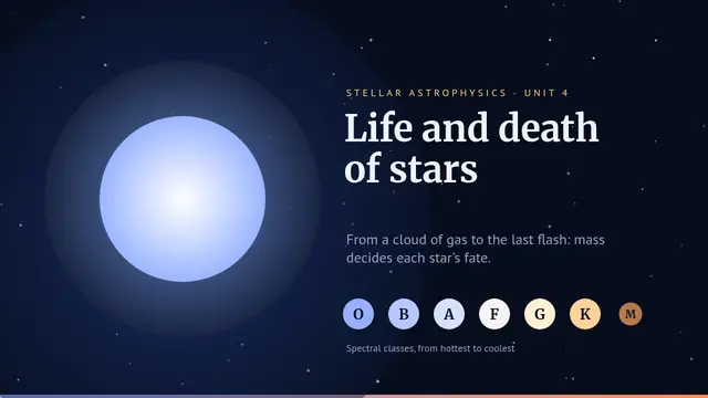 Cover of the presentation “The life and death of stars”