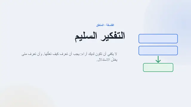 غلاف العرض التقديمي «التفكير السليم: الحجج والمغالطات»