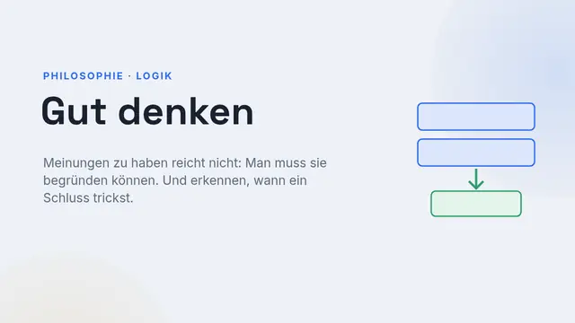 Titelfolie der Präsentation „Gut denken: Argumente und Fehlschlüsse“