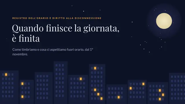 Copertina della presentazione «Registro dell'orario e disconnessione»