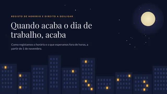 Capa da apresentação «Registo de horário e desconexão»