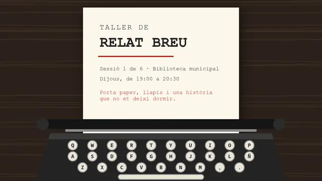 Portada de la presentació «Màquina d'escriure: taller de relat»