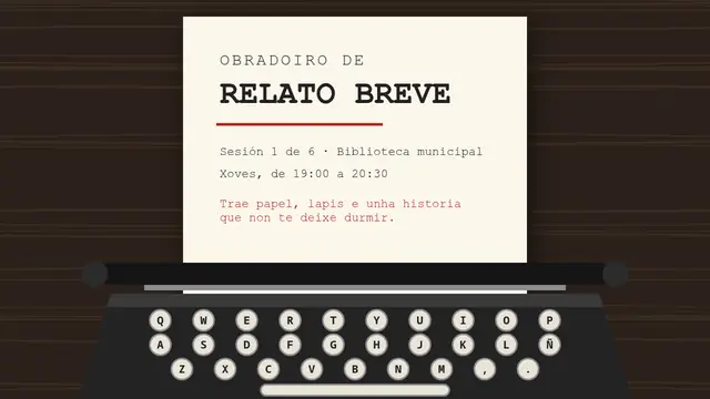 Portada da presentación «Máquina de escribir: obradoiro de relato»