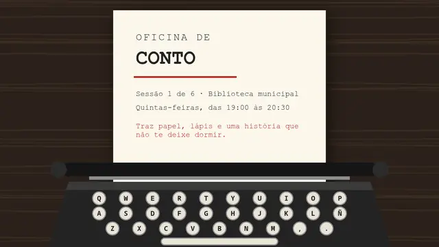 Capa da apresentação «Máquina de escrever: oficina de conto»