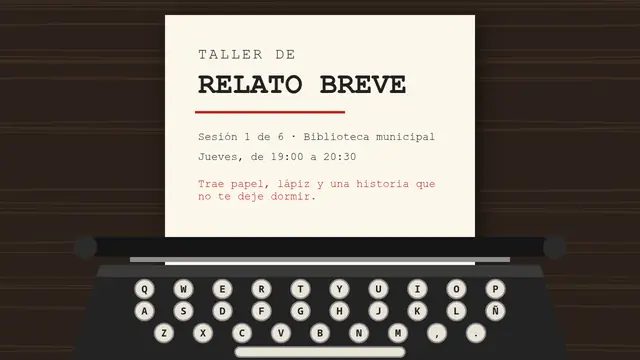 Portada de la presentación «Máquina de escribir: taller de relato»