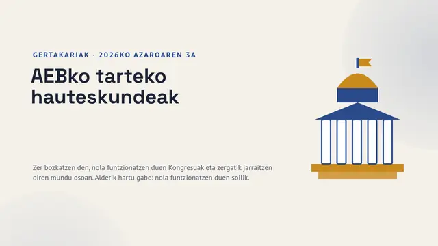 «AEBetako agintaldi erdiko hauteskundeak (2026ko azaroaren 3a)» aurkezpenaren azala