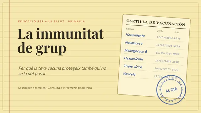 Portada de la presentació «Vacunes: la immunitat de grup»