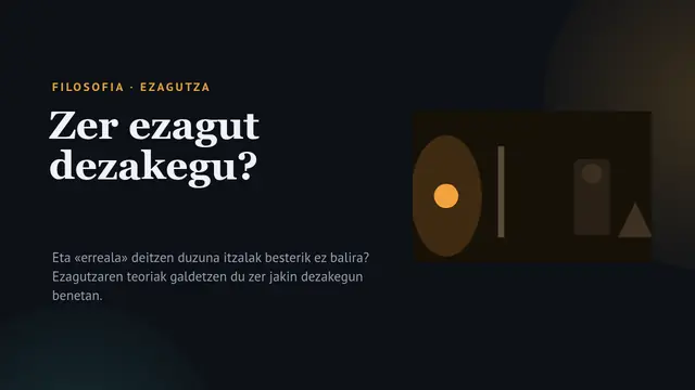 «Zer ezagut dezakegu?» aurkezpenaren azala