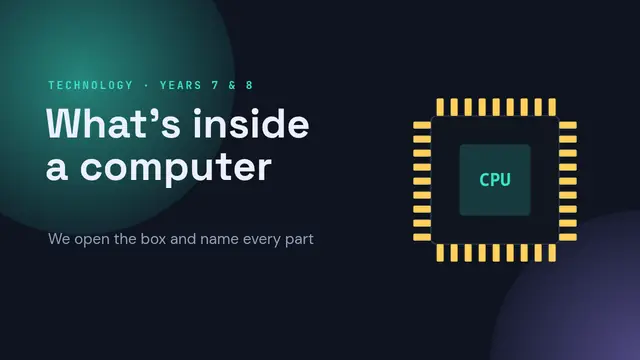Cover of the presentation “What's inside a computer”