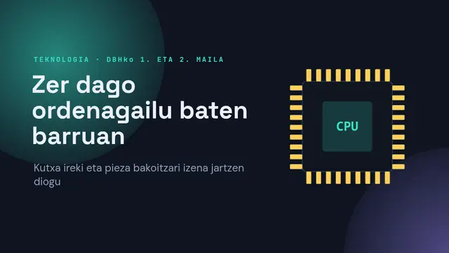 «Zer dago ordenagailu baten barruan» aurkezpenaren azala