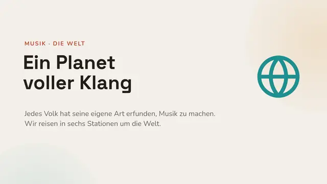 Titelfolie der Präsentation „Musik der Welt“